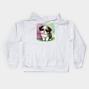 Cute Shih Tzu Dog Puppy Art 1 Kids Hoodie